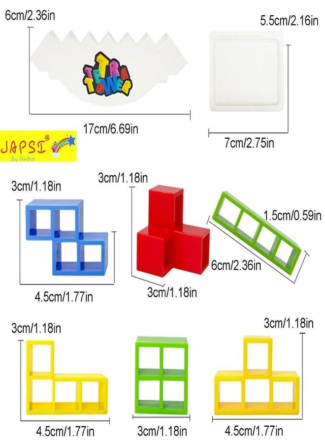 JAPSI Tetra Tower Balance Game, Building Block Stack Tower Game, 16 Pieces, Multi-Color, 2+ Players - Image 3